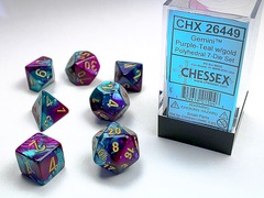 7 Purple-Teal w/Gold Gemini Polyhedral Dice Set - CHX26449